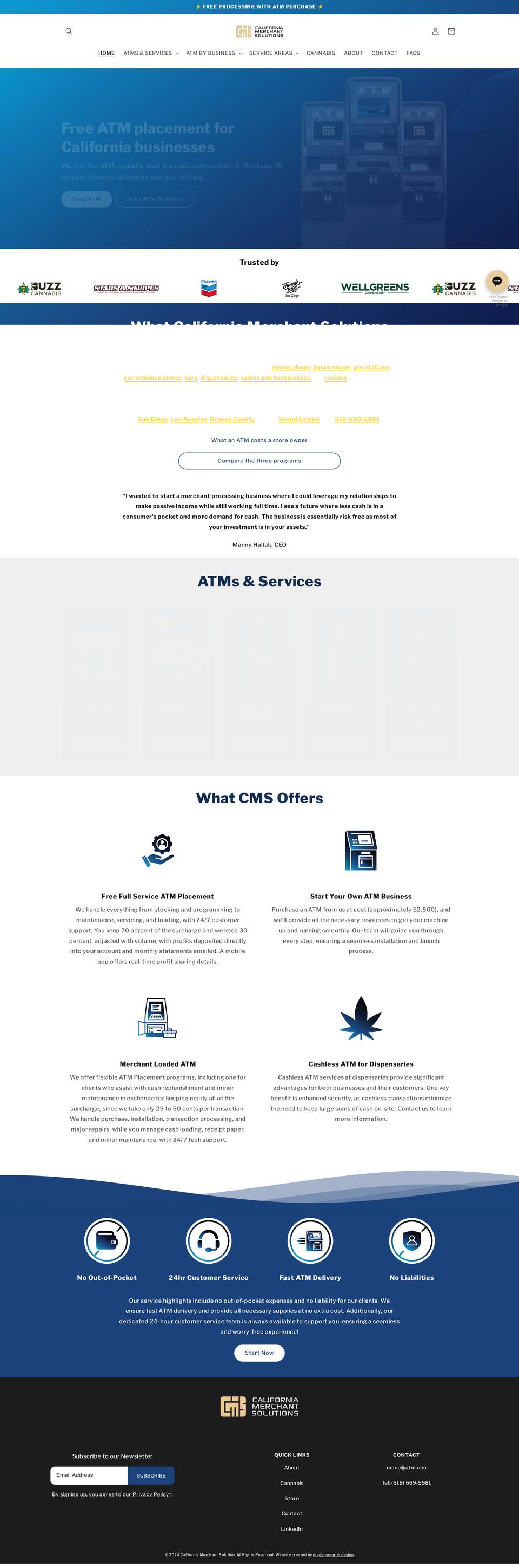 The California Merchant Solutions website, full page