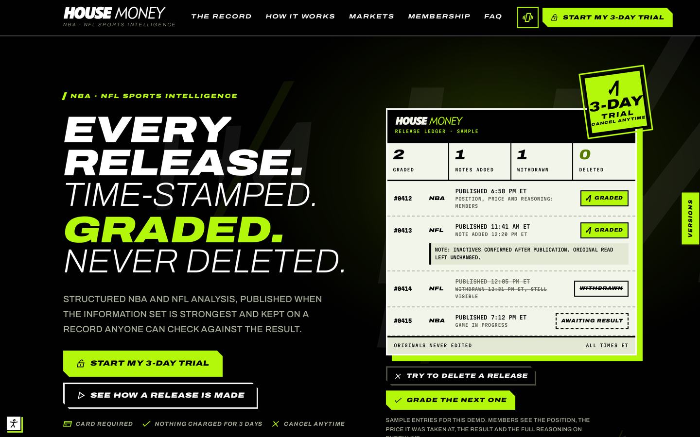 House Money concept homepage