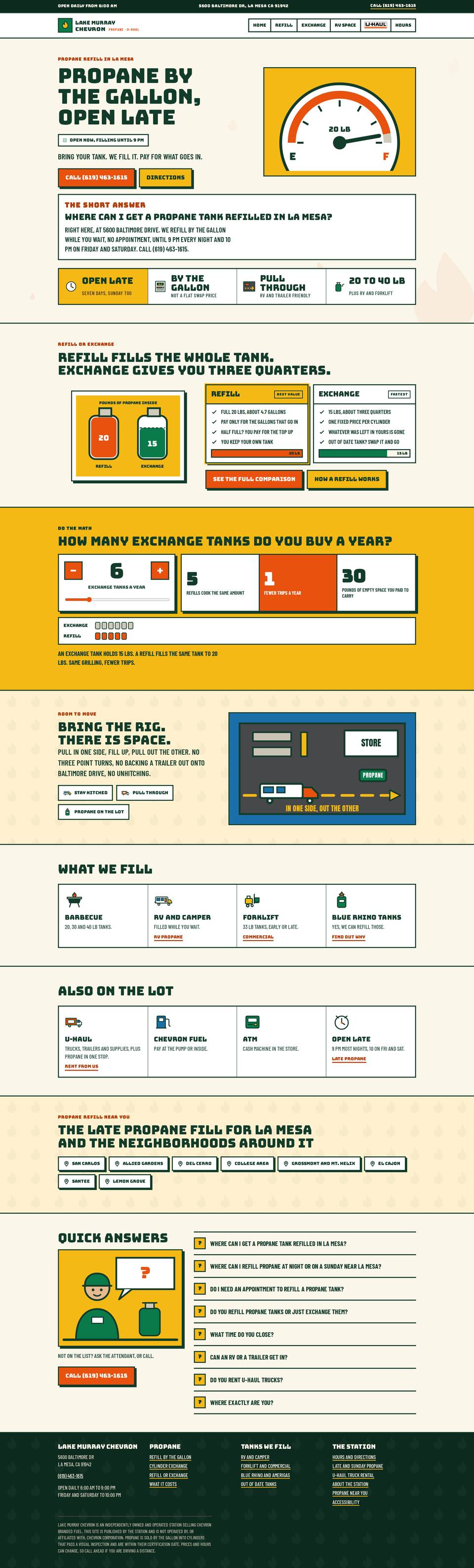 The La Mesa Propane website, full page