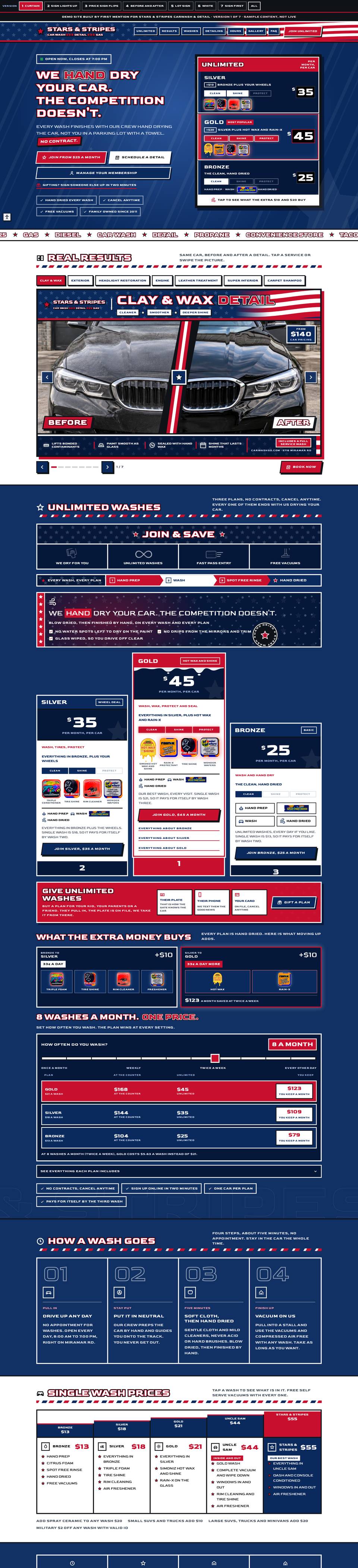 The Stars and Stripes Carwash concept, full page
