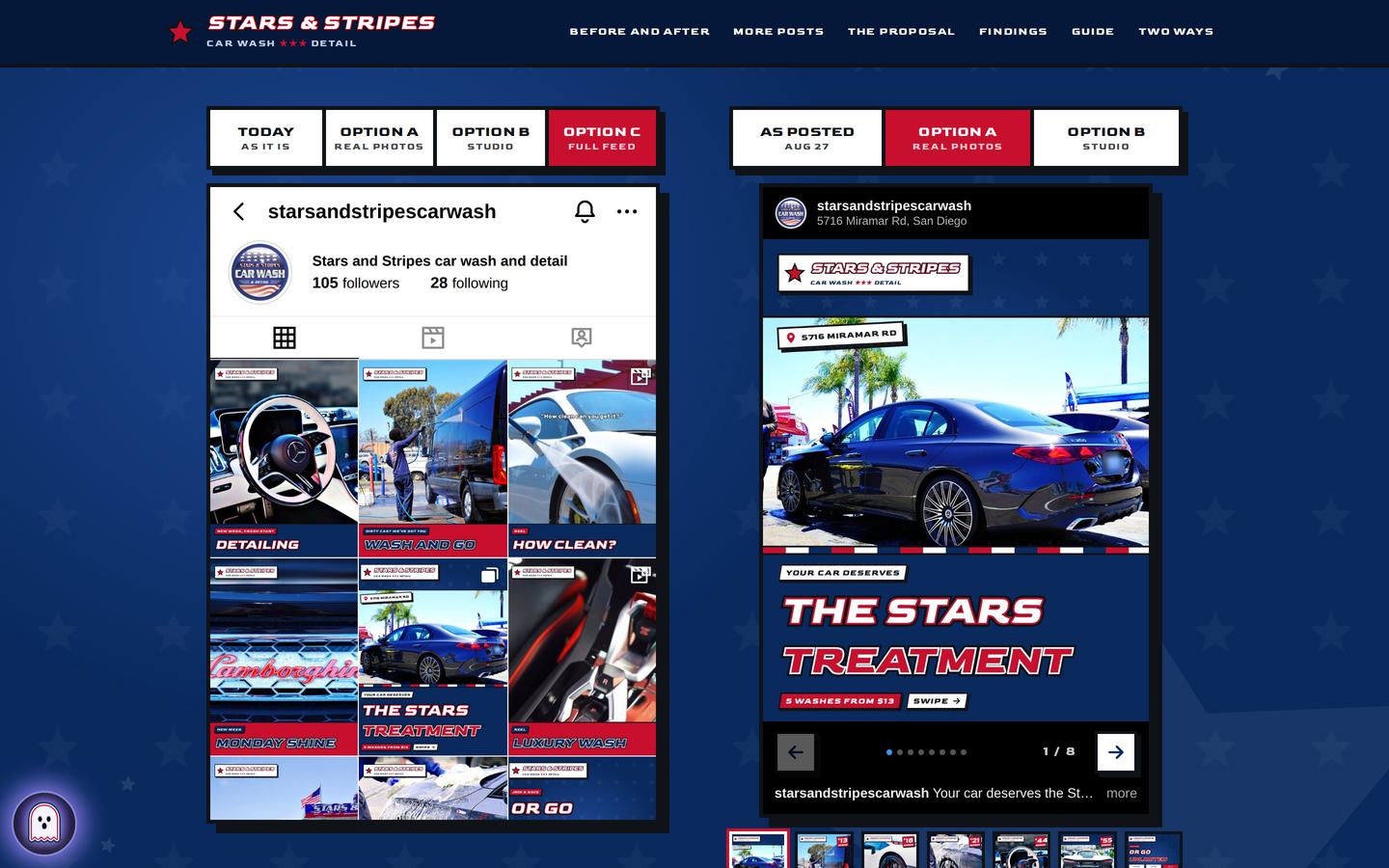 Stars and Stripes Carwash Instagram proposal