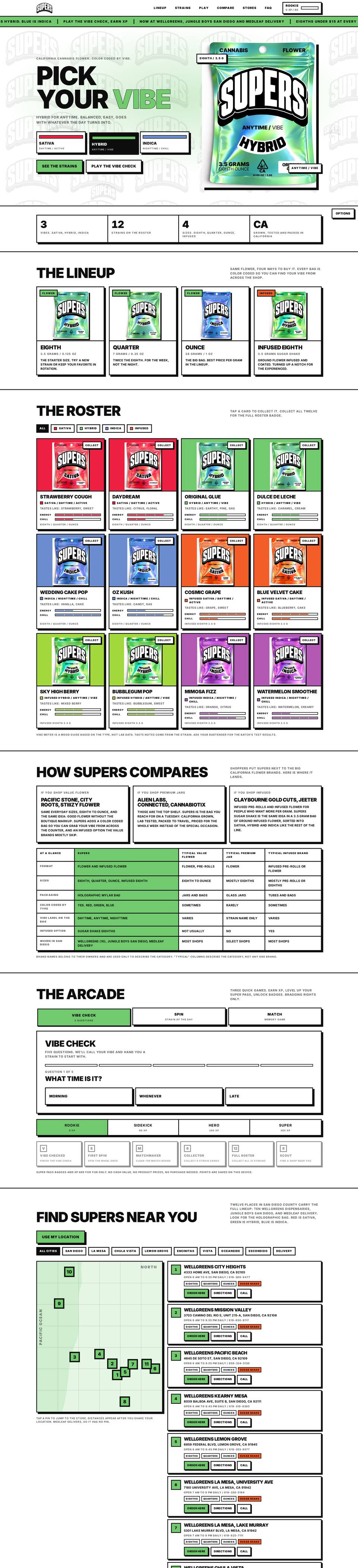The Supers website, full page