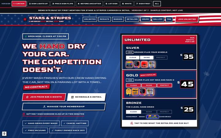 Stars and Stripes Carwash concept